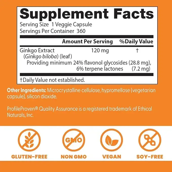Ginkgo Biloba 120 Mg - Doctor's Best 360 Capsulas