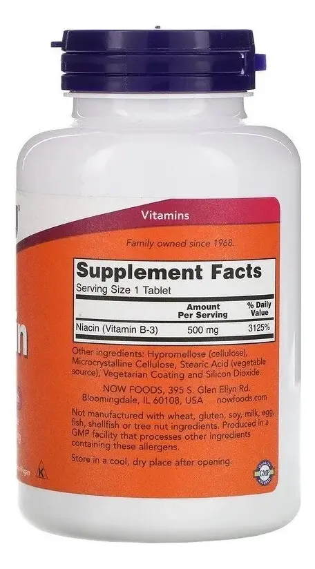 Now Foods Niacina 500 Mg 250 Tabletas Sfn