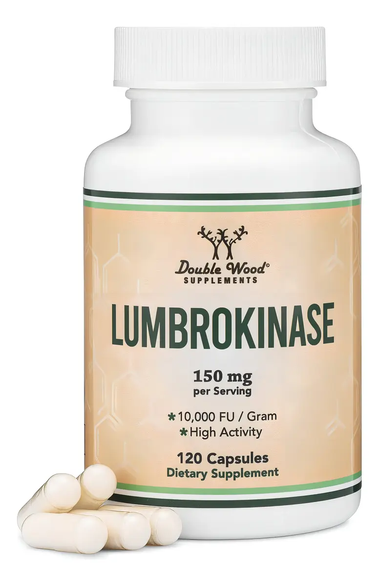 Lumbroquinasa Marca Double Wood Supplements 120 Cápsulas Sin Sabor