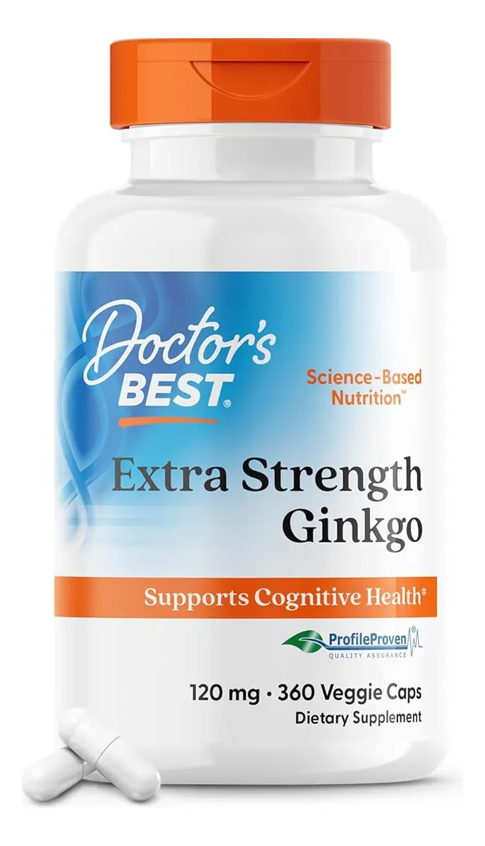 Ginkgo Biloba 120mg Extra Fuerte Doctor's Best 360 Cápsulas Neutras Veganas Neutro